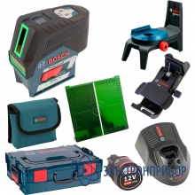 Лазерный уровень Bosch GCL 2-50 CG + RM 2 (12 V) + потолочная клипса + L-Boxx