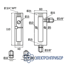 Акриловая проточная камера (ячейка) на 1 электрод (до 60 градусов) 3/4" npt AQUA-LAB AQ-CELL1-3/4