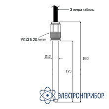 Промышленный ph электрод высокого давления (до 4bar), высокотемпературный (до 105°c) (с температурной компенсацией) AQUA-LAB AQ-PH-HI-BAR-ATC