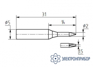 Паяльная насадка 1,5 мм (двухсторонний срез, износостойкая) MG14-DA