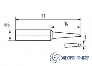 Паяльная насадка 3,5 мм (односторонний срез, износостойкая) МG14-DB-03