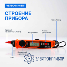 Мультиметр портативный карандашного типа 0,7%, 2000 отсчетов VERDO MH6115