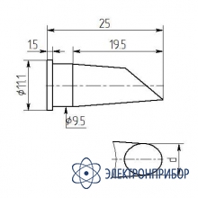 Паяльная насадка 9,5 мм (односторонний срез, износостойкая) LHT20-DB-09