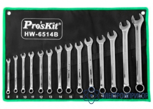 Набор ключей гаечных рожковых/накидных (14 штук) ProsKit HW-6514B