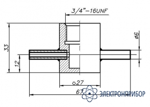 Дополнительная камера для резьбы 3/4" unf Проточная камера 3/4" UNF со штуцерами Д6 с гайками Gyrolok