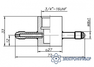 Дополнительная камера для резьбы 3/4" unf Проточная камера 3/4" UNF со штуцерами М8х1