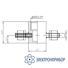 Дополнительная камера для резьбы м20х1,5 Проточная камера М20х1,5 со штуцерами Д6 с гайками Gyrolok