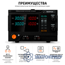 Двухканальный источник питания 150 вольт 2 ампера ТЕТРОН-15002-2