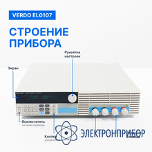 Нагрузка электронная, 600 вт, 0-30 а, 0-500 в VERDO EL0107