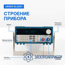 Нагрузка электронная, 200 вт, 0-30 а, 0-150 в VERDO EL0201